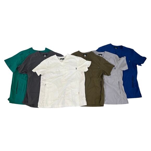 Lot of 6 Koi Lite Scrub Shirts Womens Size XL Blue/Green/Gray/White - Picture 1 of 16